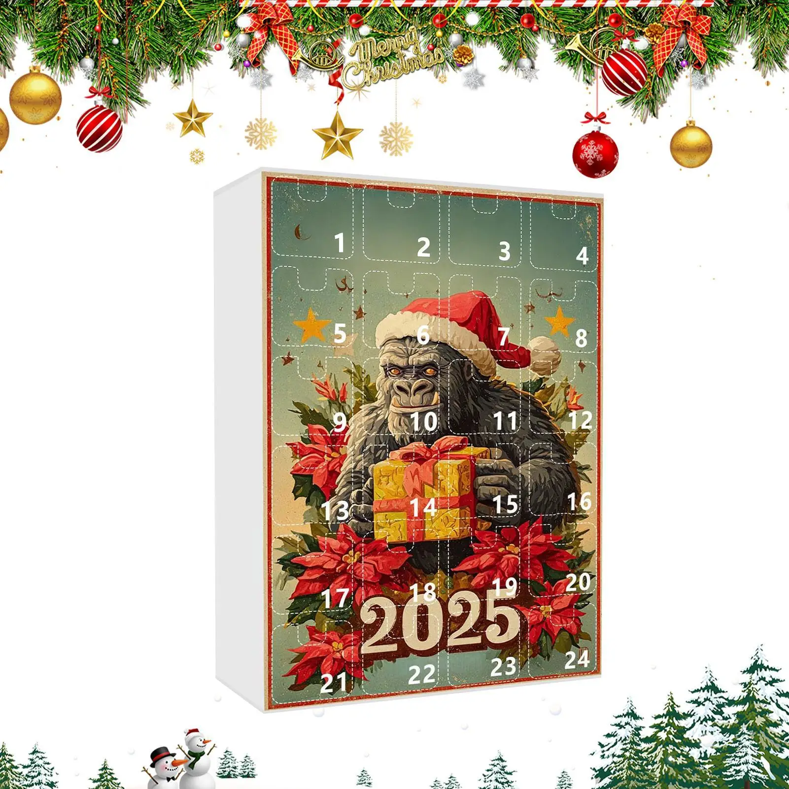 Countdown Calendar Acrylic Ape 2D Pendant Festive Decoration 24 Days Countdown Pendant Set for Men Family Kids Gifts