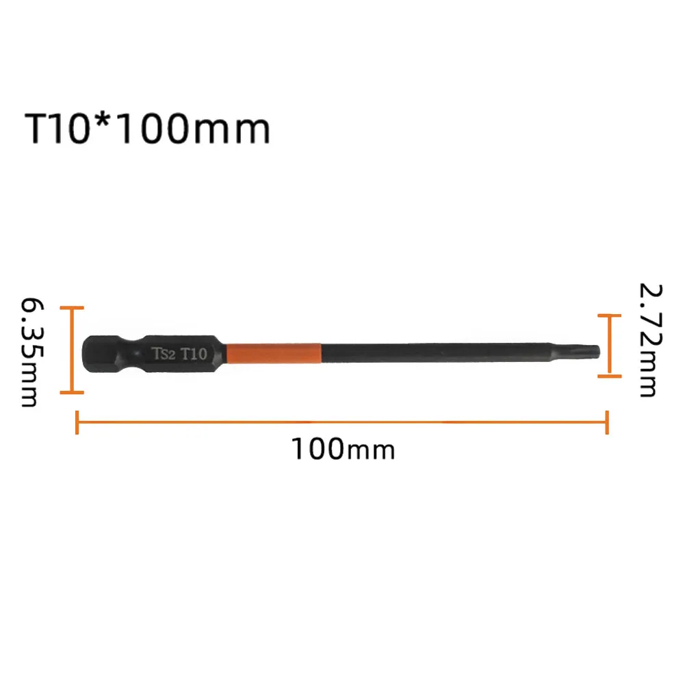 

Магнитные биты для отверток Torx, 1 шт., 100 мм, сверло с шестигранной головкой, прочный материал из легированной стали, надежно фиксируется на отвертках