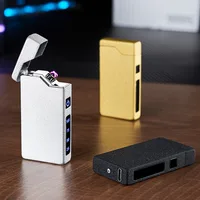 Metal Flameless Windproof Electirc Double Arc Lighter High power Smoking Accessories USB Recharge LED Display Cigarette Lighters 1