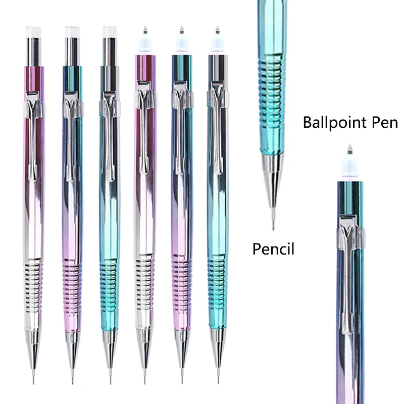 Creative Pencil Ballpoint Pen 2 In 1 Blue Ink 0.3 0.5 0.7 0.9mm Mechanical Pencil Multi Functional Writing Stationery Supplies 2