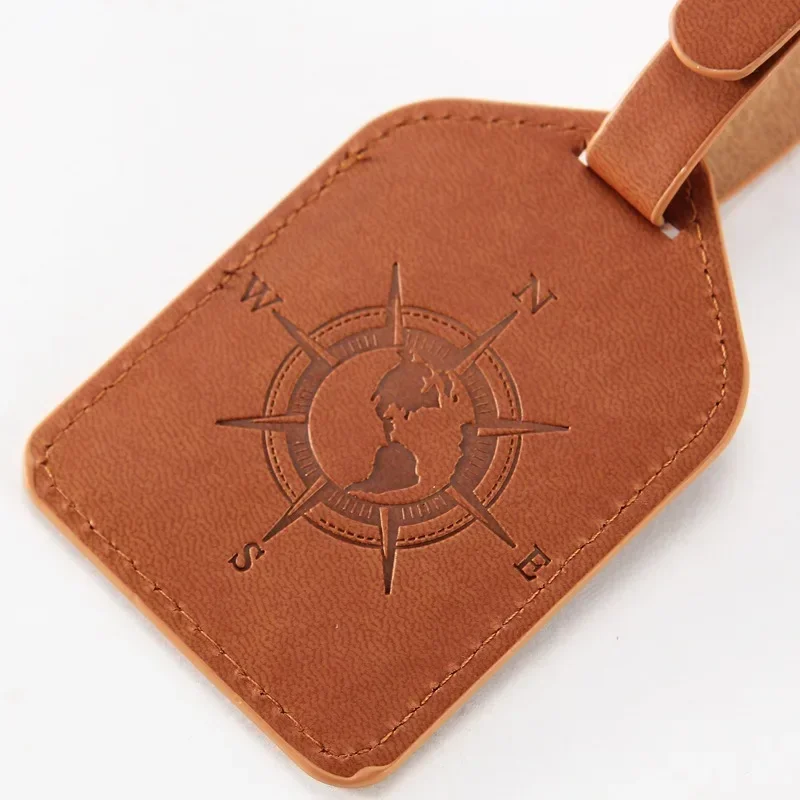Pu Leather Luggage Tags Leather Fashion Suitcase Name ID Address Holder Baggage Label Tags Travel Accessories 1PC