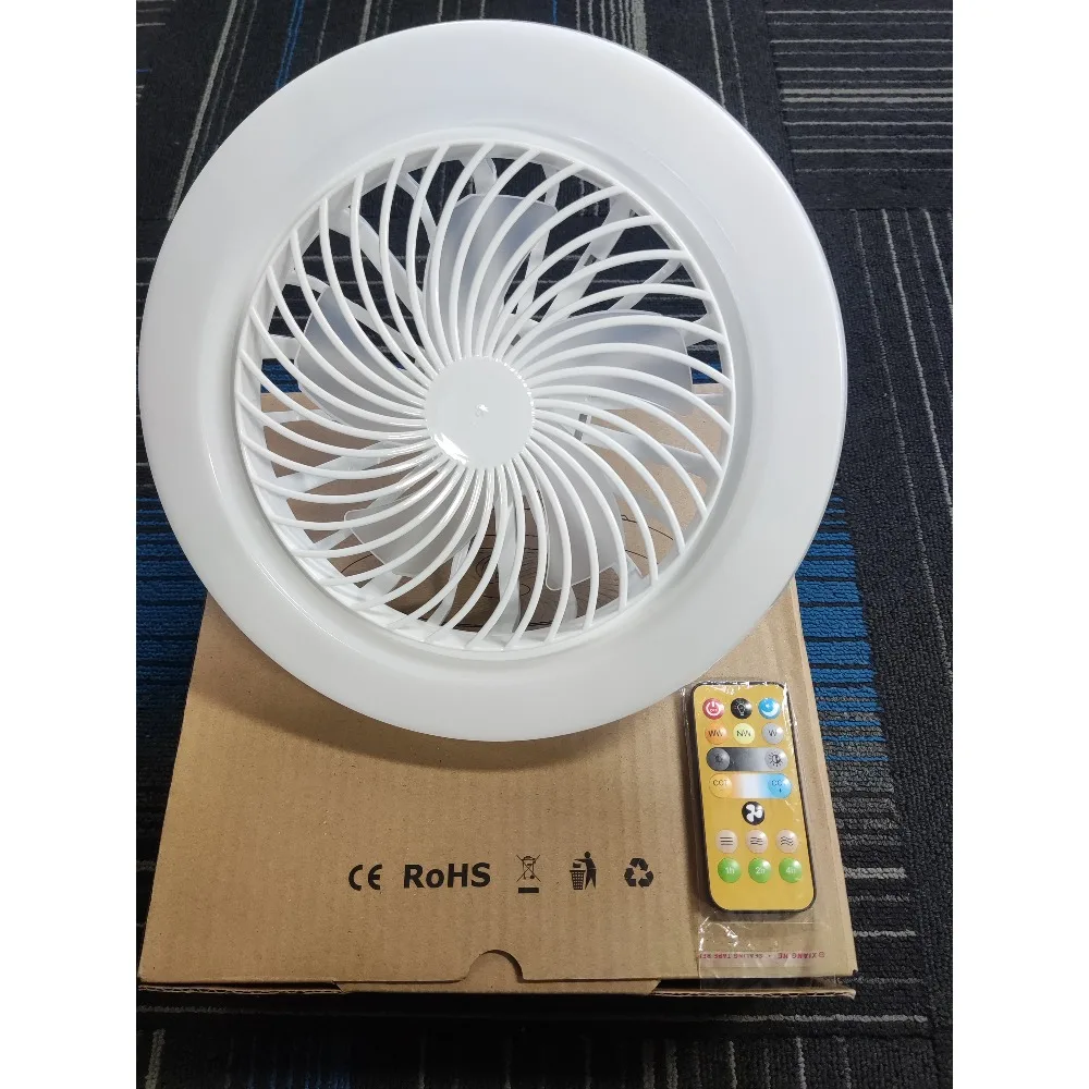 E27 Screw Fan Light Intelligent Remote Control Silent Ceiling Fan Lighting Living Room Study Bedroom Indoor Led Fan