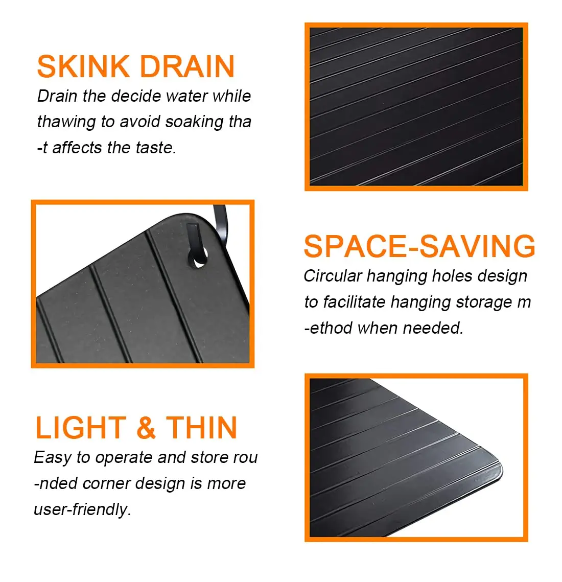 Quick Defrosting Tray Non-Stick Surface and High Thermal Conductivity – Easy to Clean Use and Store for Frozen Meat and Fish