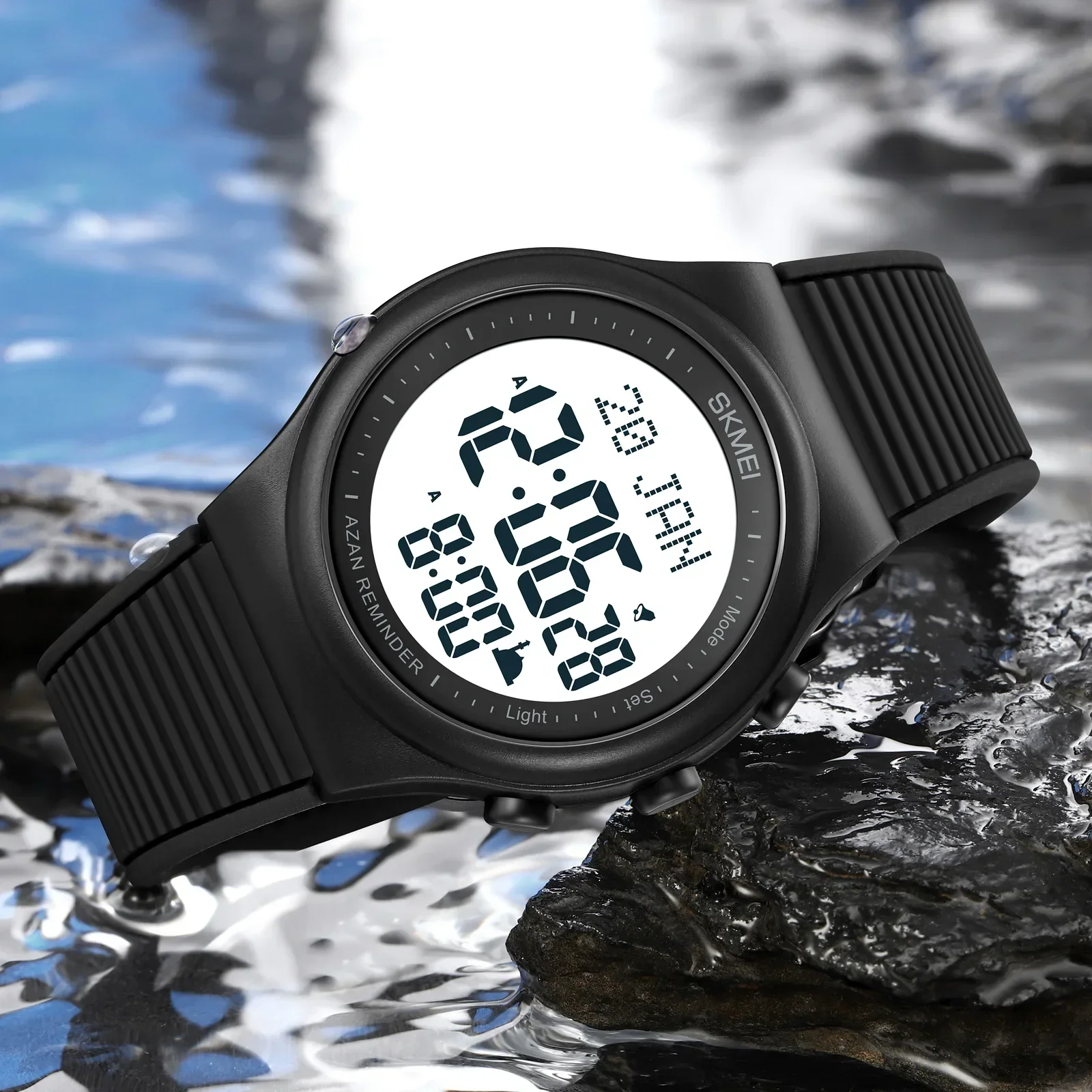 Skmei 1981 Watch for Prayer with Qibla Compass Adhan Alarm Hijri Islamic Wrist reloj hombre Back Light Muslim Azan Men Watches 2