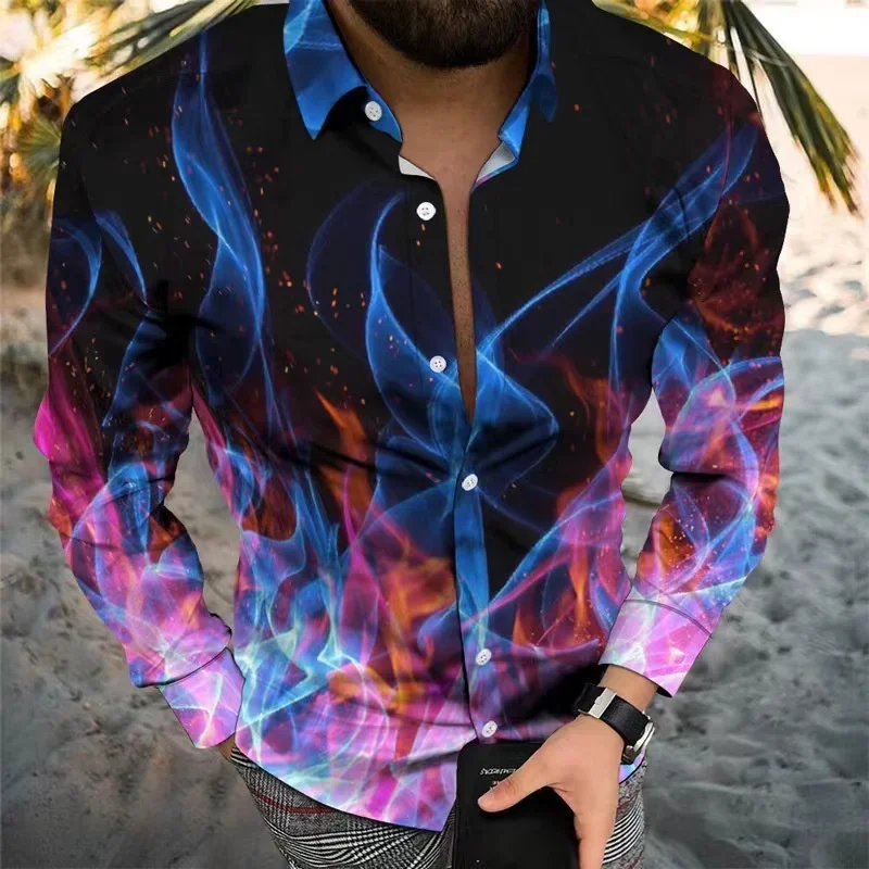 Fashion new dotted circle color change with elegant and trendy men's shirt top designer original design 2024 new shirt plus size