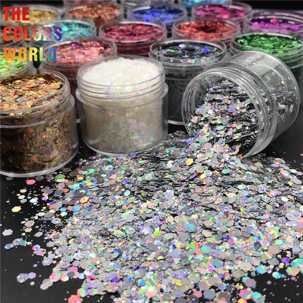 TCT-082 Chunky Mix Shape Laser Color Nail Glitter For Nail Art DIY  Decoration Body Art Decoration Makeup FacePainting Manual DIY