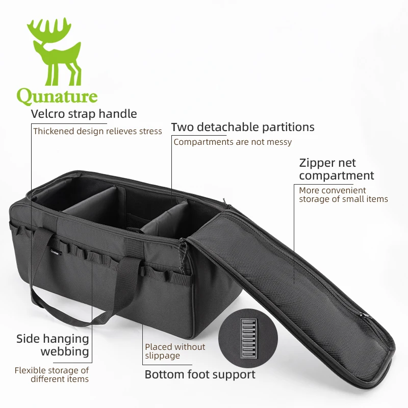Qunature Outdoor Camping Tableware Storage Bag Camping Tableware Cookies Stove Heads Lighting Gas Tanks Component Debris Handbag