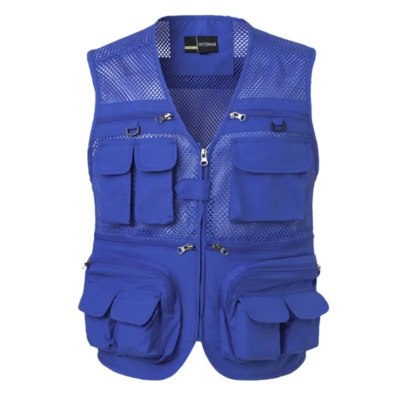 Gilet Da Uomo Tattico Outdoor Webbed Gear Coat Summer Fishing Gilet Uomo Tool Multi-Tasche Mesh Work Giacca Senza Maniche Maschile