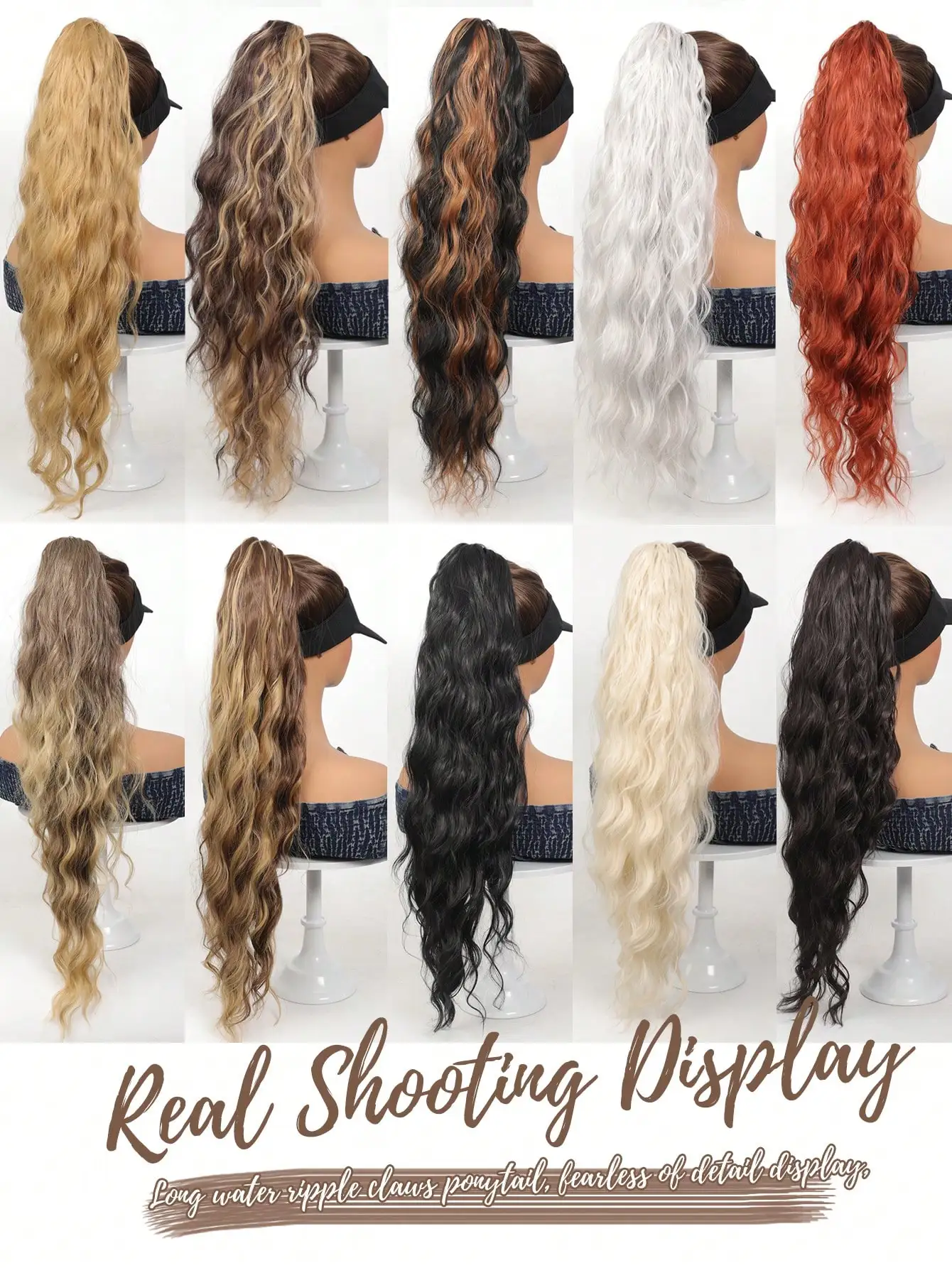 Curly Wavy Synthetic Ponytail Extension Clip On Hair Piece