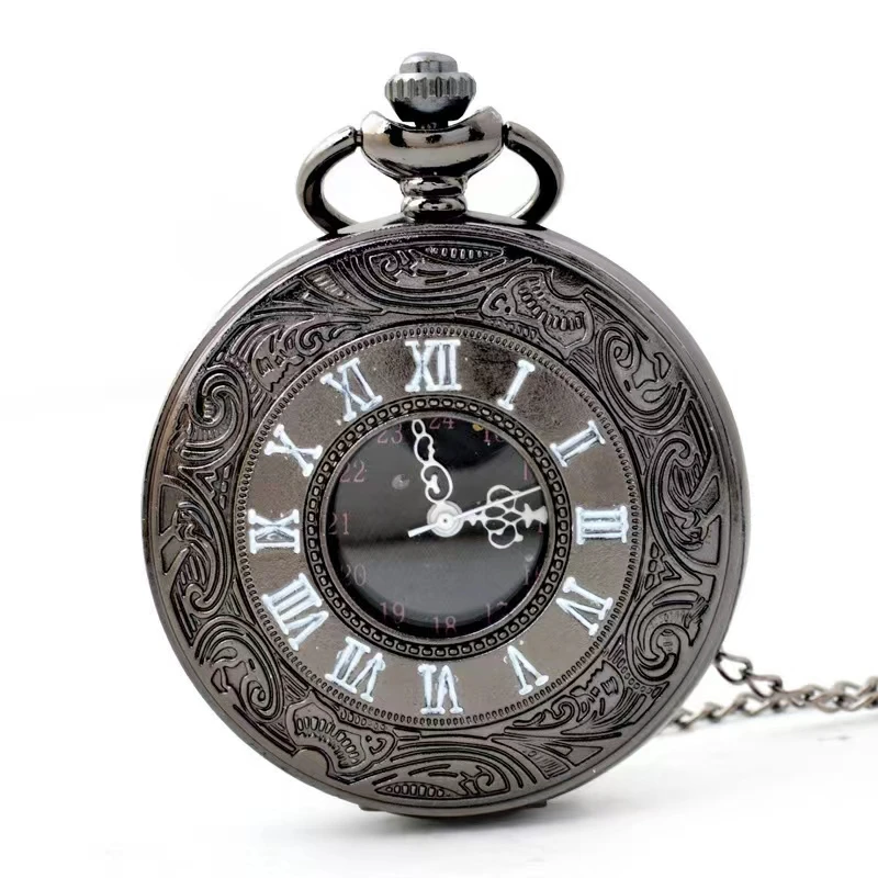Quartz pocket watches rustic retro roman openwork pocket watches men's and women's clothing accessories quartz