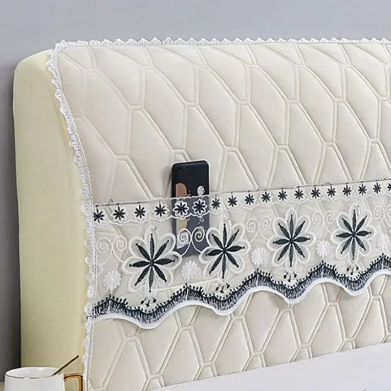 Thick Cotton Padded Headboard Cover Bedhead Fabric Full Protective Cover Solid Wood Soft Pack Bedside Dust