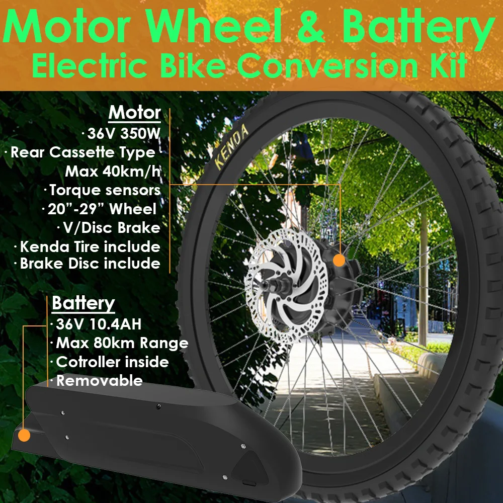350W Motor 374.4Wh Battery 20 24 27.5 26 29inch 700C Bicycle Wheel Ebike Kit for 135mm Rear Dropout Bike Cassette Freewheel
