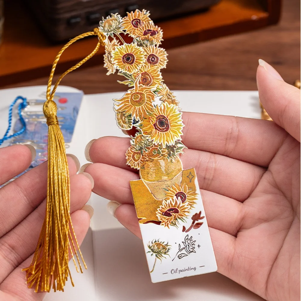 Metal Bookmark Sunflower Painting Stationery Book Accessories