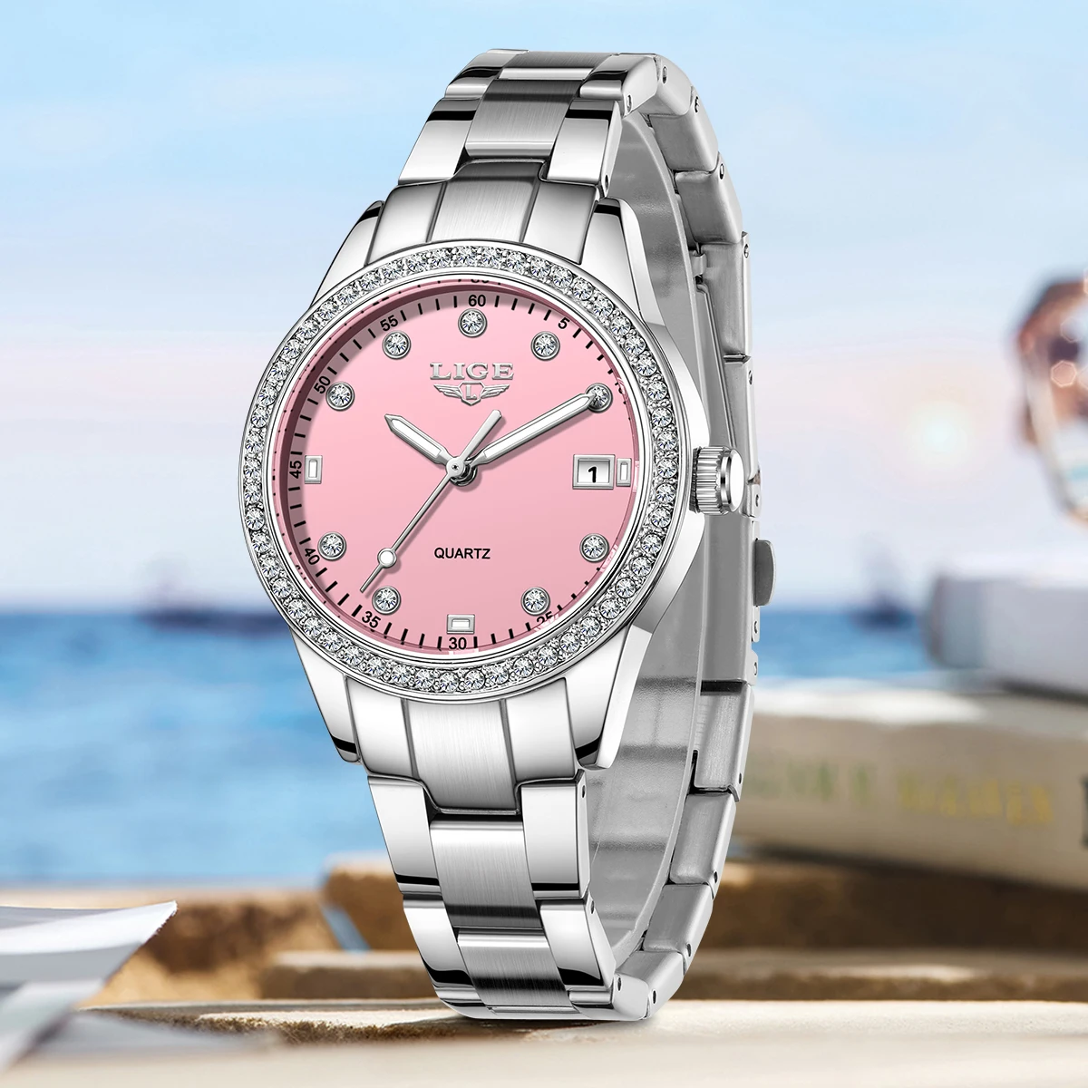 LIGE Creative Watches for Women Simple Elegant Waterproof Diamond Ladies Watch Fashion Sport Luminous  Quartz Wrist Watch Women