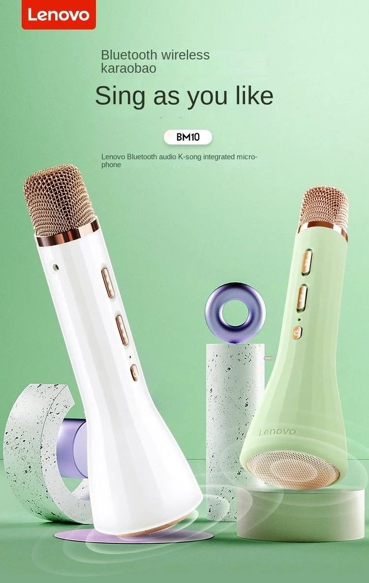 

Lenovo BM10 Wireless Bluetooth Microphone Audio One Mobile Live Broadcast National K Song Outdoor Party Karaoke Microphone
