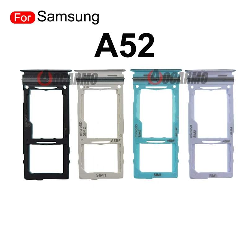 Aocarmo 블랙 퍼플 화이트 블루 심 트레이 슬롯, 삼성 갤럭시 A52 SIM 마이크로 SD 카드홀더 교체 부품
