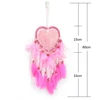 Love Heart Dream Catcher Pendant Feather Car Decor Pendant LED Light Handmade Art Crafts Romantic Beautiful for Girlfriend Gift 6