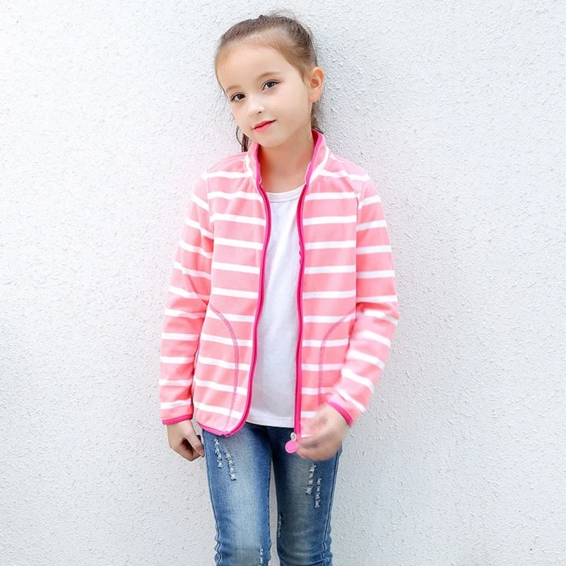 

Striped Warm Fleece Soft Polar Child Coat Baby Girls Jackets Windproof Children Outerwear Clothing Kids Outfits For 75-125cm