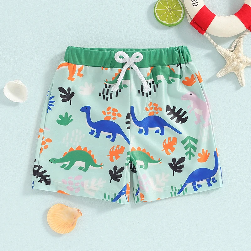 

Tregren Toddler Boy Swimwear Shorts Cartoon Dinosaur Print Elastic Waist Swim Trunks Summer Beach Short Pants Swimming Bottoms