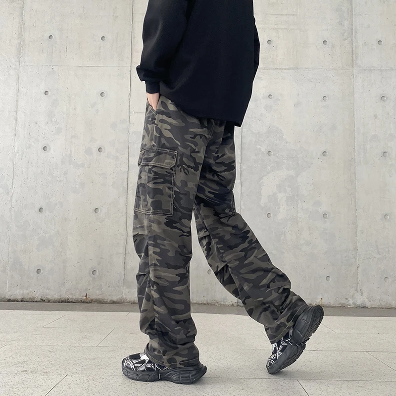 

American Camouflage Fashion Overalls Men's Loose Straight Fashion BrandinsPersonalized All-Match Paratrooper Long Pants without