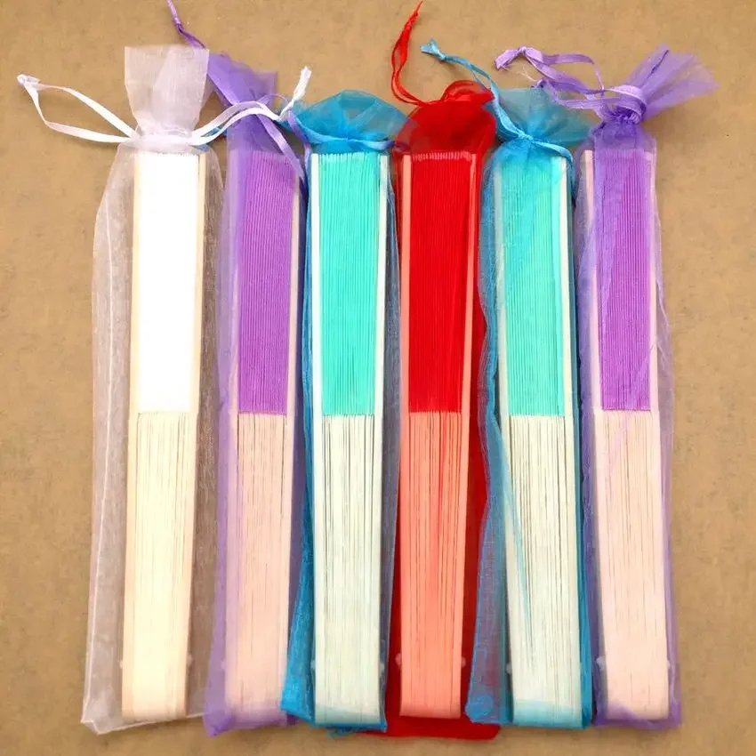 20/40 pcs/lot Personalized Print Engrave Wedding Favor Silk Hand Fans