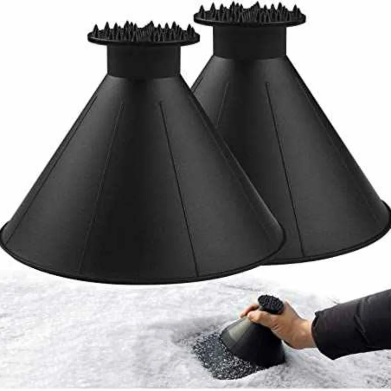 2pcs Ice scraper suitable for all car windshields, practical and portable snow shovel with a funnel-shaped snow scraper.