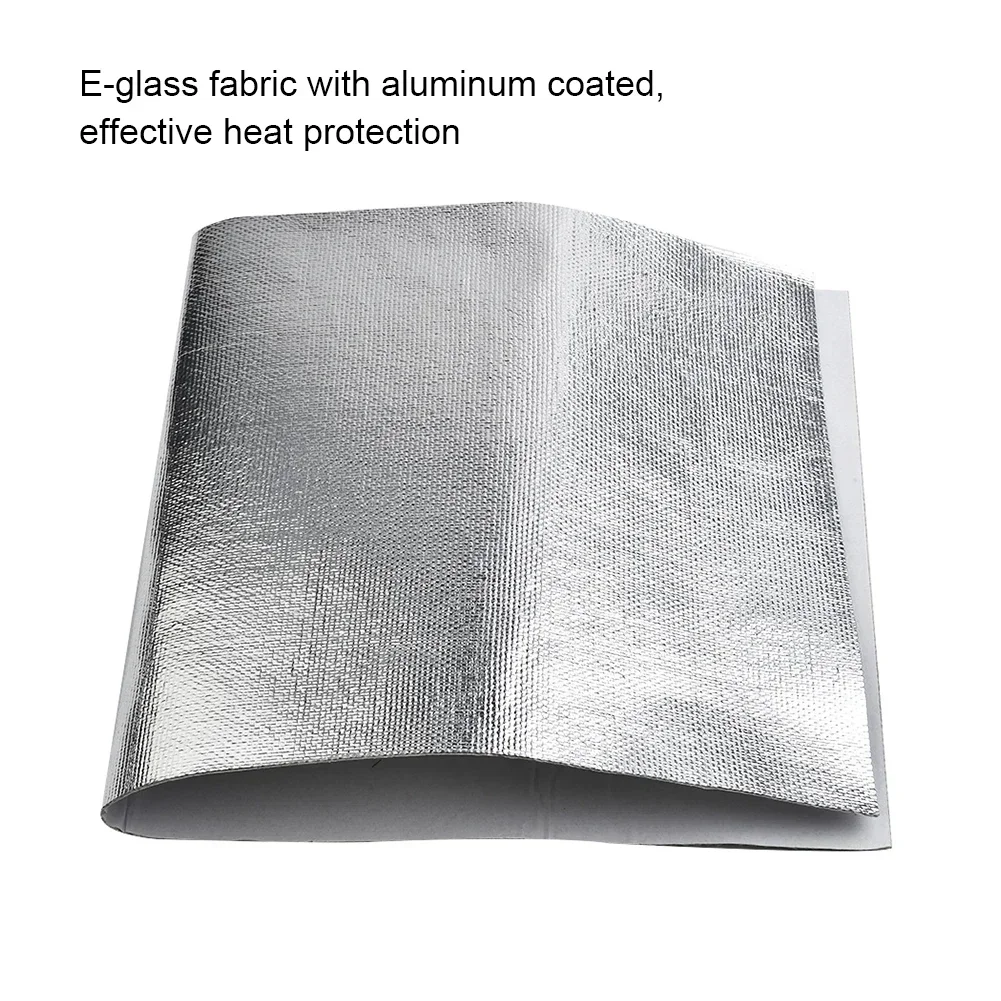 25x50cm Car Heat Protection Film Fireproof Heat Insulation Mat E-glass Fabric With Aluminum Coated High Temperature Resistant