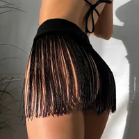 Sexy femmes taille haute frange glands jupes solide été Mini jupe dames filles fête Punk Rock Costume Clubwear 4