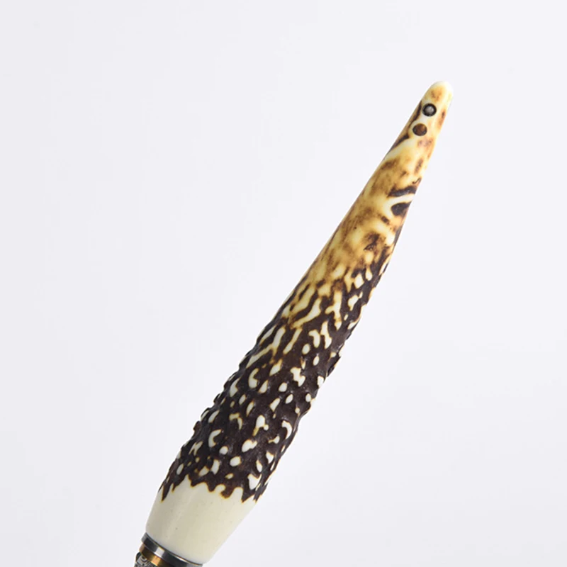 Description Picture 4 of itemNEW 1Pcs Stainless Steel Chinese Puer Tea Needle Cutter Unique Antler handle Damascus Tea Knife