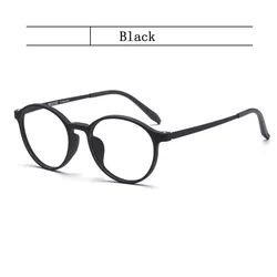 Sleek Retro Round Glasses Frames - Ultralight TR90 Titanium Eyewear (Black)
