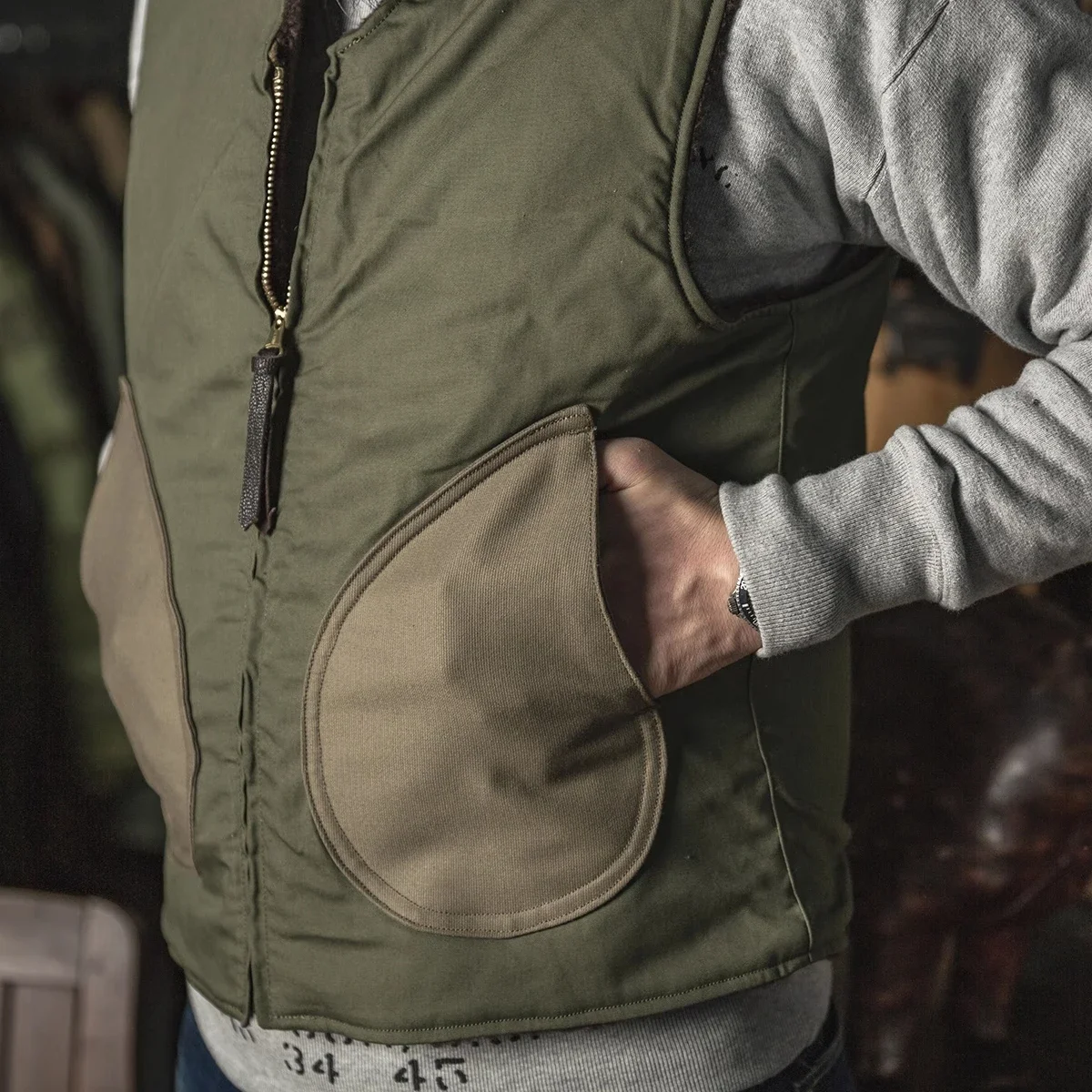 Rugged Bronson Wool Piled-Lined Vest Winter Mens Warm Waistcoat N-1D Deck Jacket 3