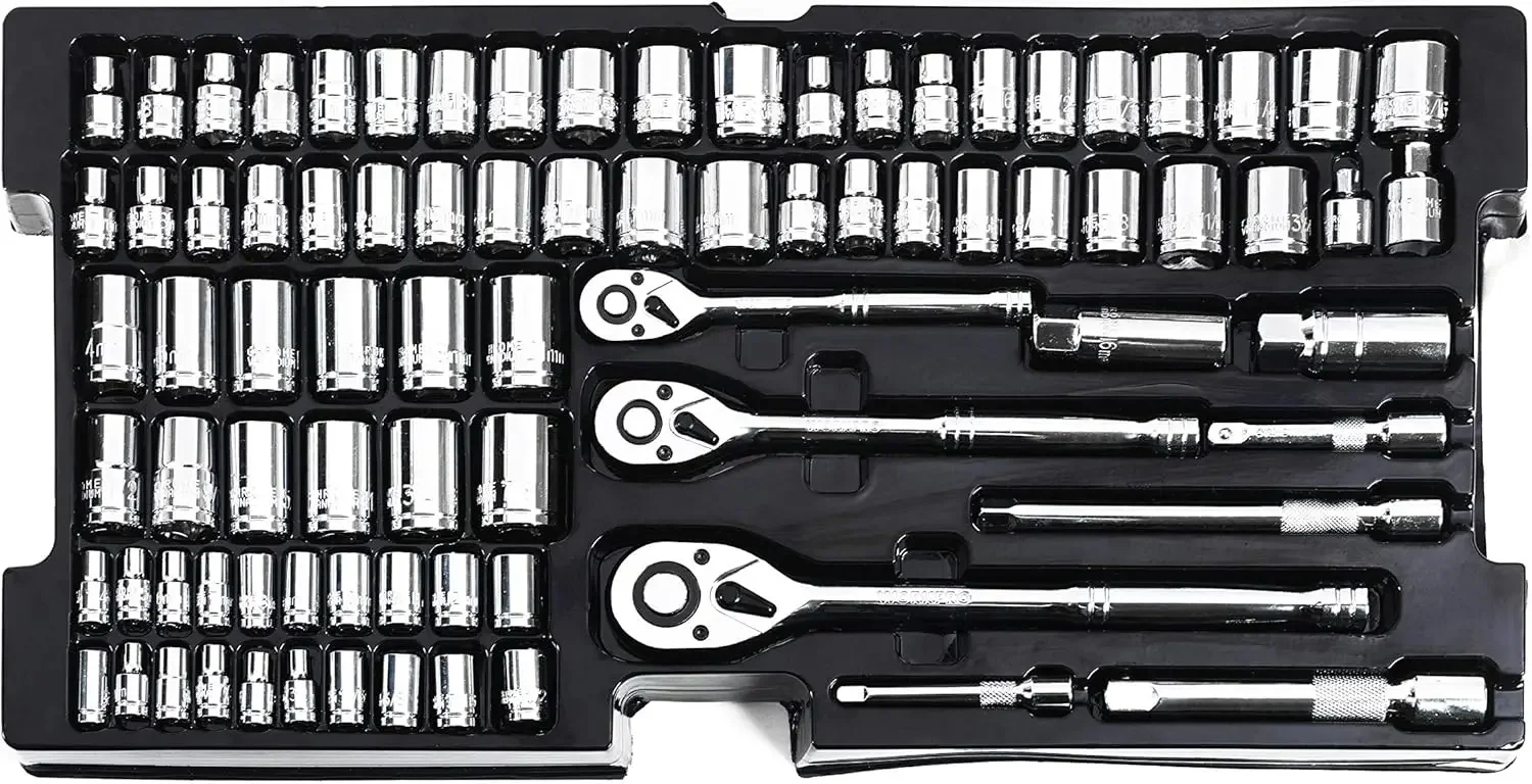408-Piece Mechanics Tool Set, General Household Home Repair Tool Kit with 3-Drawer Heavy Duty Metal Box, Hand Tool Kit Set 1 Pac 4