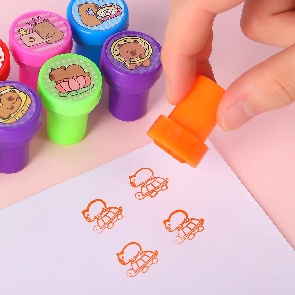 12/36Pcs Cute Animal Capybara Theme Kapibala Self-ink Stamps Toys for Kids Birthday Party Favors School Rewards Pinata Fillers