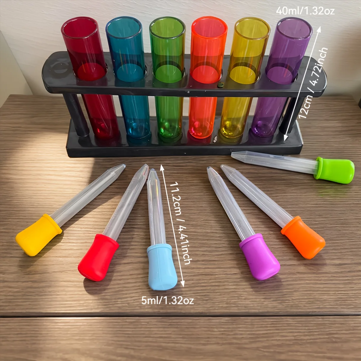 1.35oz Colorful Plastic Test Tubes with Matching Drops, Ideal for Science Experiments and Education-Perfect for Students and L