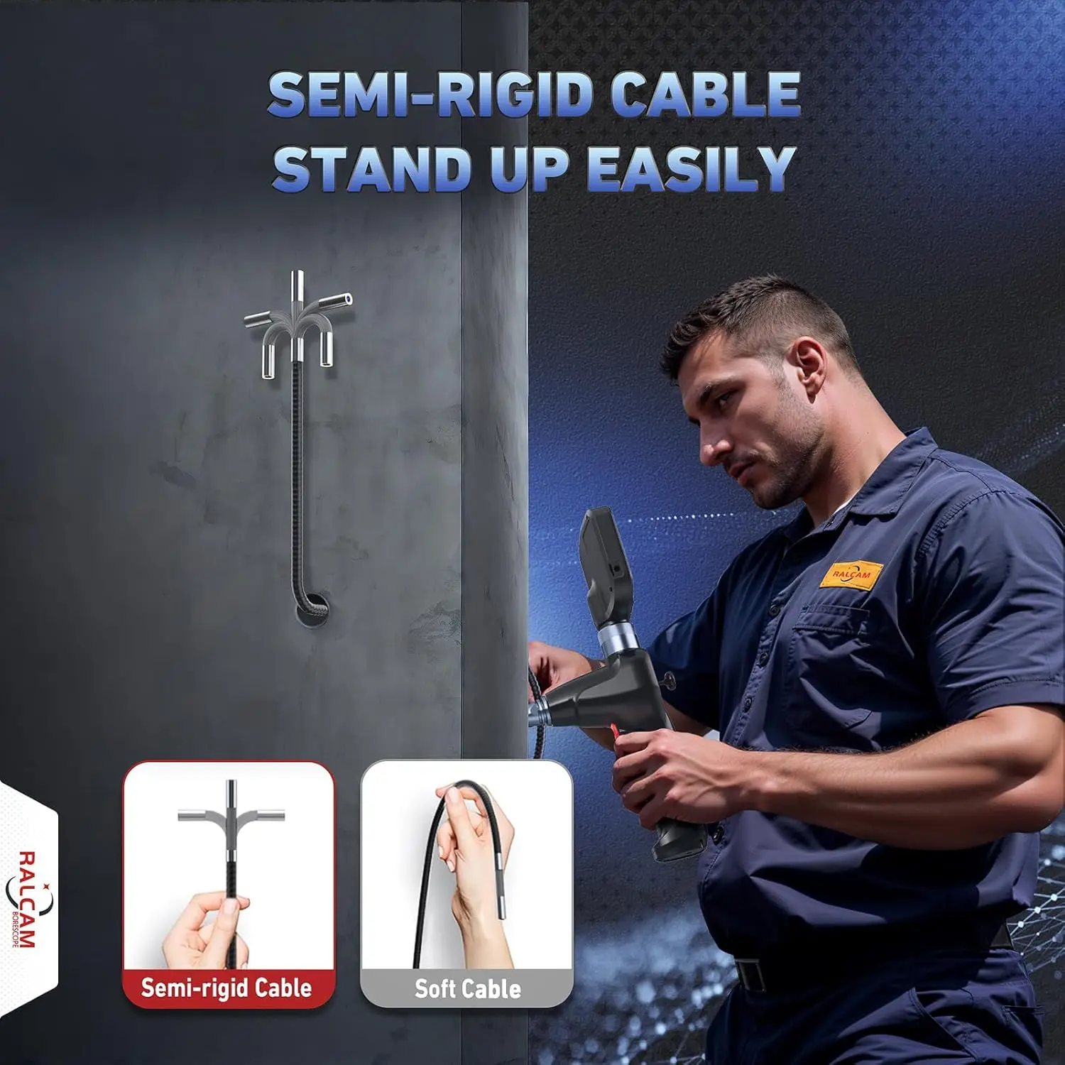 360° Joystick Articulating Borescope 6.2mm IP67 Waterproof Probe 4 Ways IPS Automotive Endoscope Inspection Camera with 6 4
