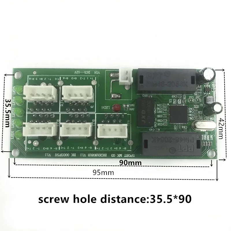 모듈 용 회로 기판 10/100mbps 5 포트 스위치 PCBA 보드 OEM 마더 보드 이더넷 스위치 12V 5 인터럽터 12v