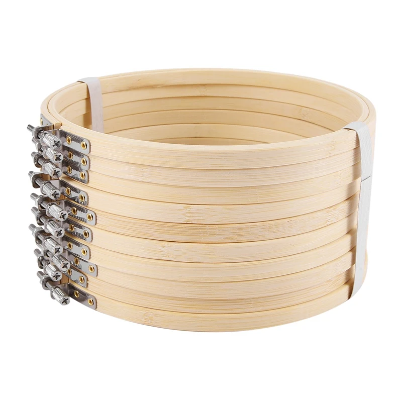 20 Pieces 6.7Inch 17Cm Round Wooden Embroidery Hoops Set Bulk Adjustable Bamboo Circle Cross Stitch Hoop Ring CNIM Hot