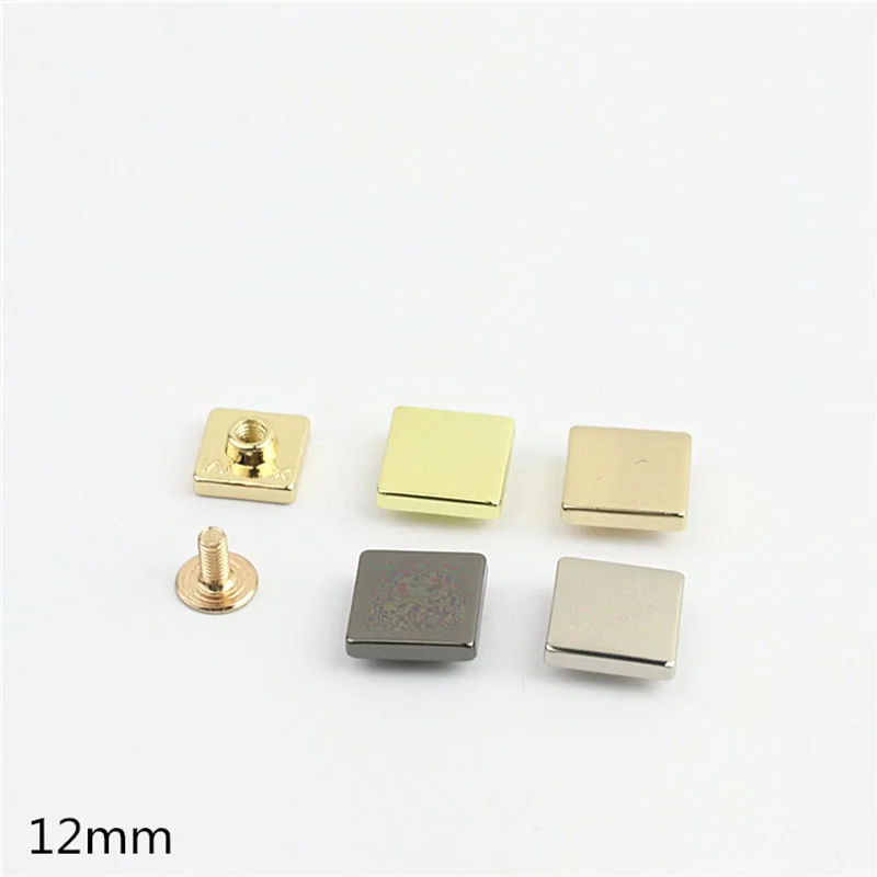 100Pcs 8/10/12/20mm Square Handbag Rivets Stud Screw Buckles Bag Nail for Leather Craft Belt Wallet Bag Deco Hardware Accessory