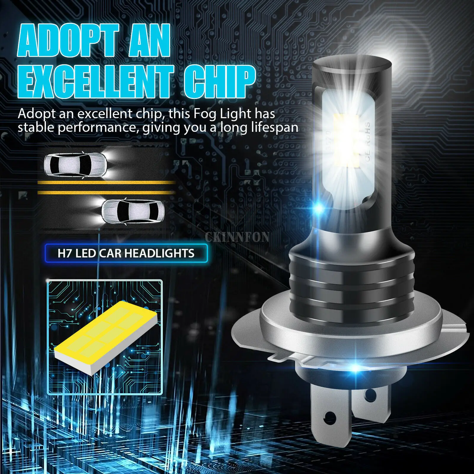 자동차 오토바이 LED 헤드라이트, CSP 3570, 80W, 자동차 디코더 안개등, 50 개/로트, H7