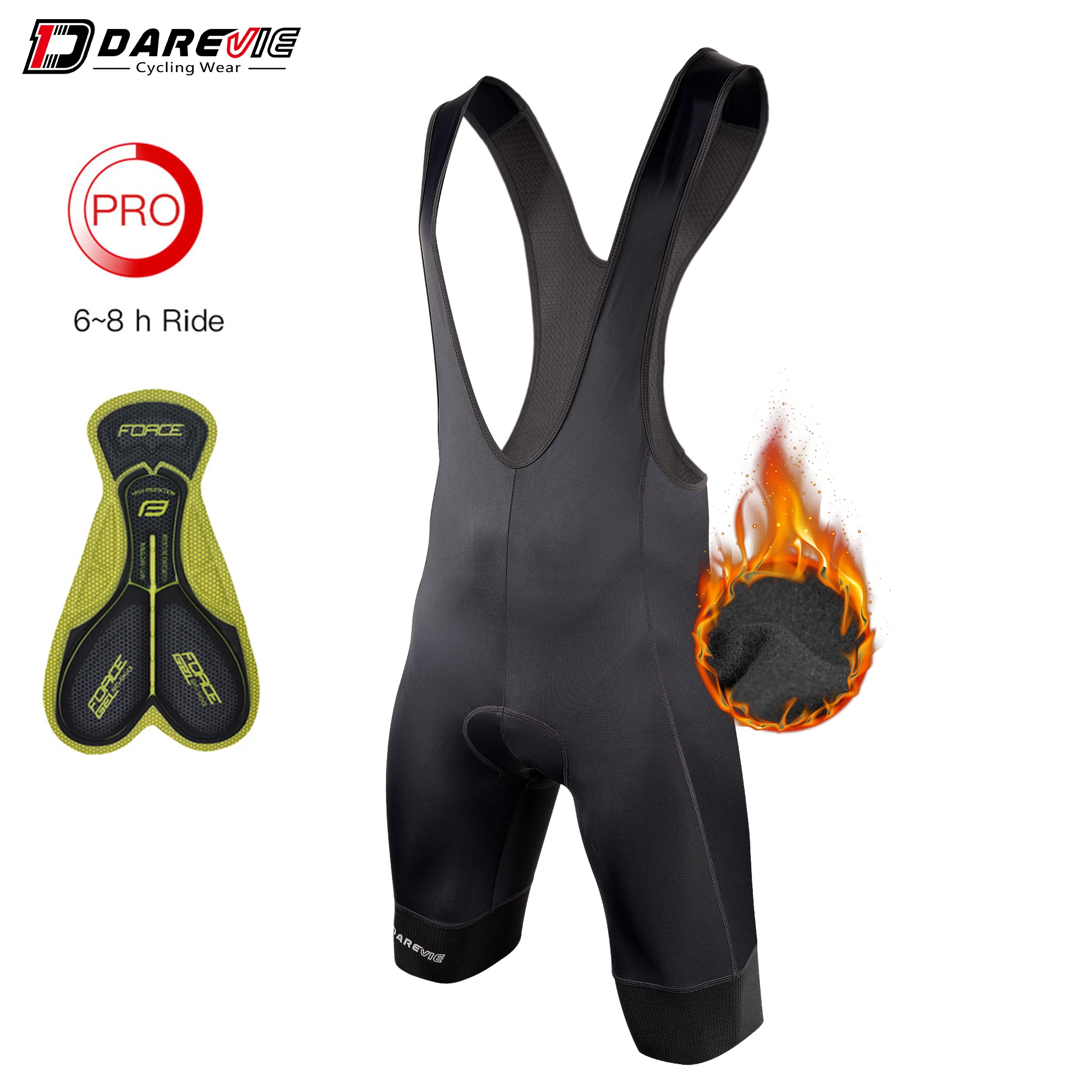 Darevie Winter Thermal Cycling Bib Shorts Men Gel Pad 6 Hour Men's