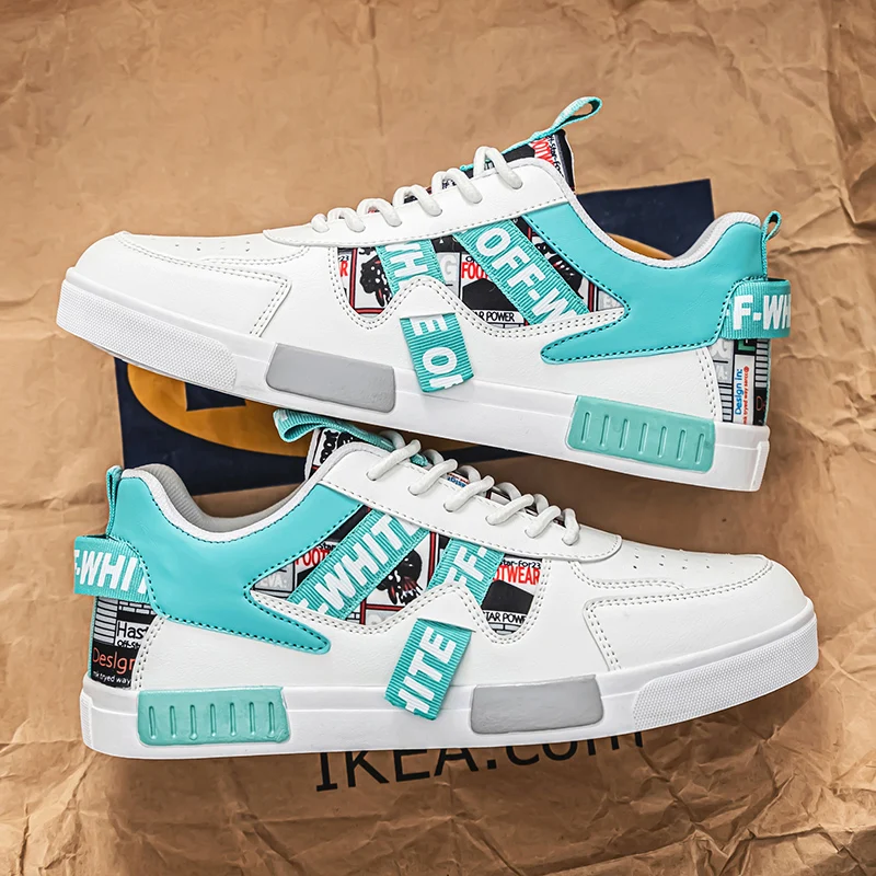 Men's Easy to Wipe Clean Skateboard Shoes with Good Grip, Breathable Lace-Up Sneakers, Men's Shoes