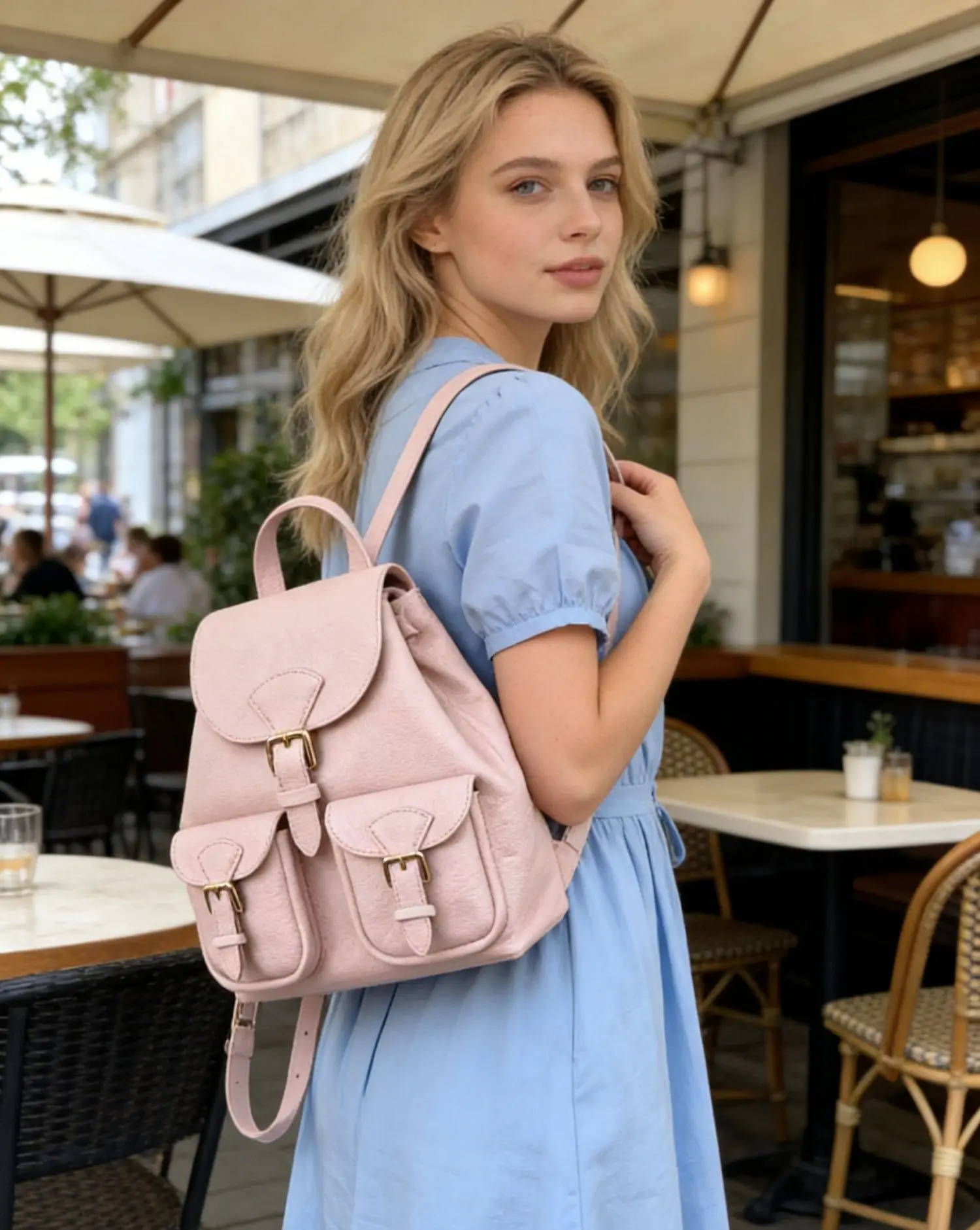 Fashionable Retro Women's Backpack Commuter Style Soft Shoulder Bag Waterproof Polyester Drawstring Closure
