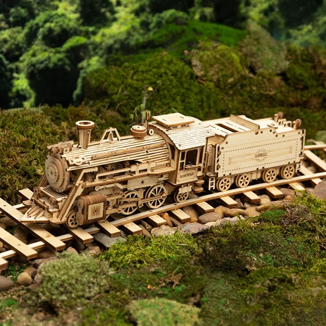 Train Model 3D Wooden Puzzle Toy Assembly Locomotive Model Building Kits for Children Kids Birthday Gift Wooden Building Toys 1