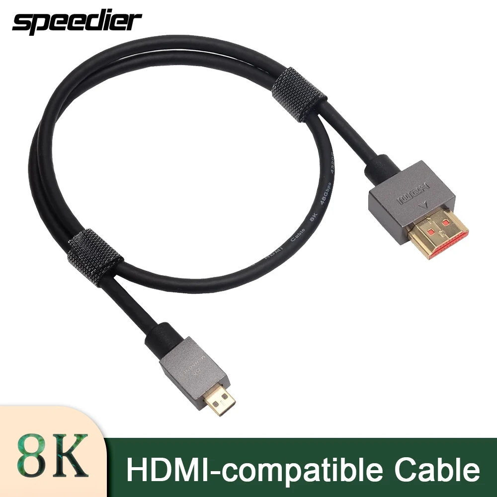 Cavo Micro Hdmi 8K 2.1 Flessibile Sottile Tipo D Cavo Micro-Hdmi Ultra Sottile Compatibile Con Hdmi 8K 7680*4320P/2160P/1440P/1080P/720P