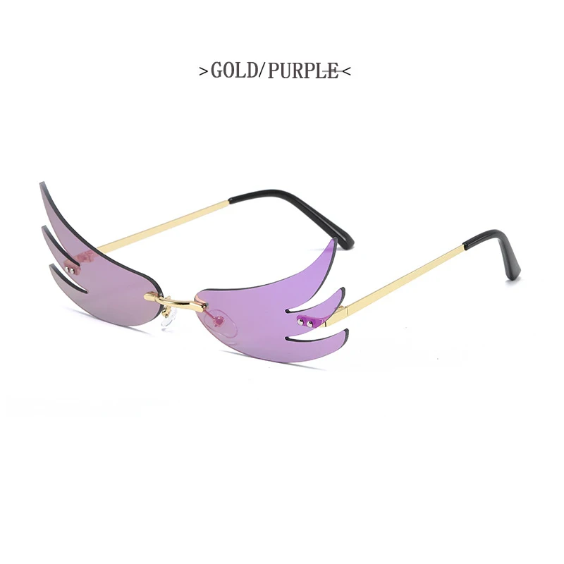 2022 Vintage Dragonfly Wings Sunglasses Fashion Rimless Women Clear Lens Eyewear Men Pink Sun Glasses UV400 Eyewear Female rectangle sunglasses Sunglasses