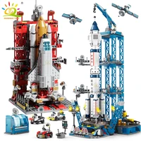 HUIQIBAO Space Aviation Manned Rocket Building Blocks With Astronaut Figure City Aerospace Model Bricks Children Toys for Kids 1