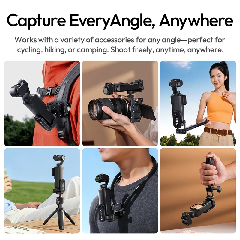 Ulanzi PK16 Quick-Release Magnetic Base for DJI Pocket 3 Action Camera 270° Flexible Adjustment for Railings Fridges Gym Camping