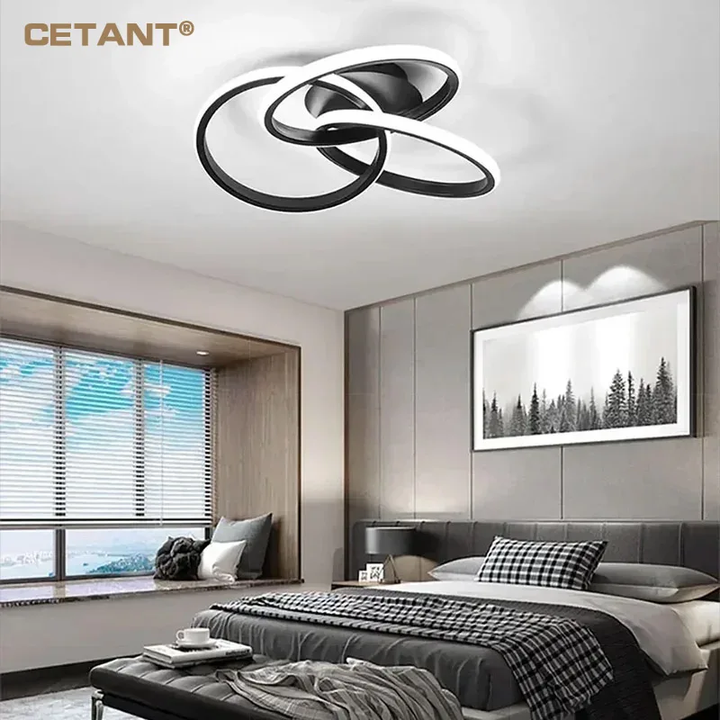 

Modern LED Ceiling Light Indoor Lighting Black Gold Shamrock Lamps Bedroom Living Room Corridor Home Decoration Fixtures Lustre