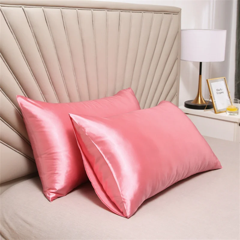 2PCS Pillowcase 100% Silk Pillow Cover Silky Satin Hair Beauty Pillow case Comfortable Case Home Decor 51*66CM