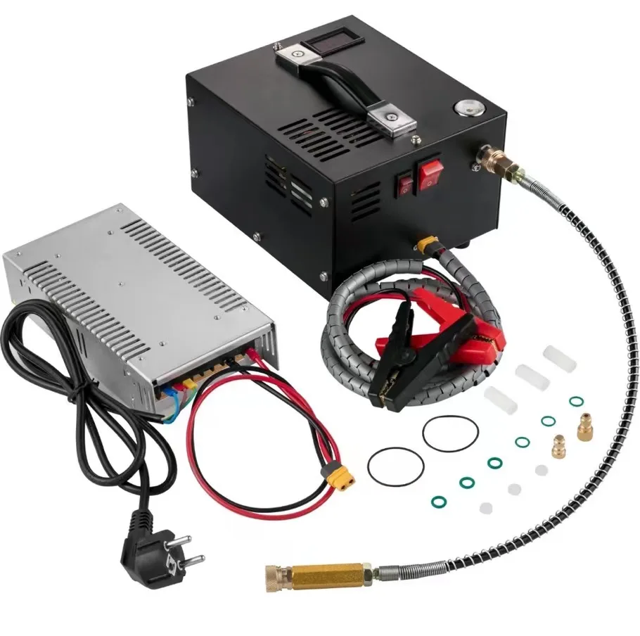 Pcp Ad Alta Pressione Pcp 12V 4500Psi 300 Bar 30Mpa Air Automobile Compressore Mini Pompa Con 110V/220V Trasformatore Gonfiatore Auto